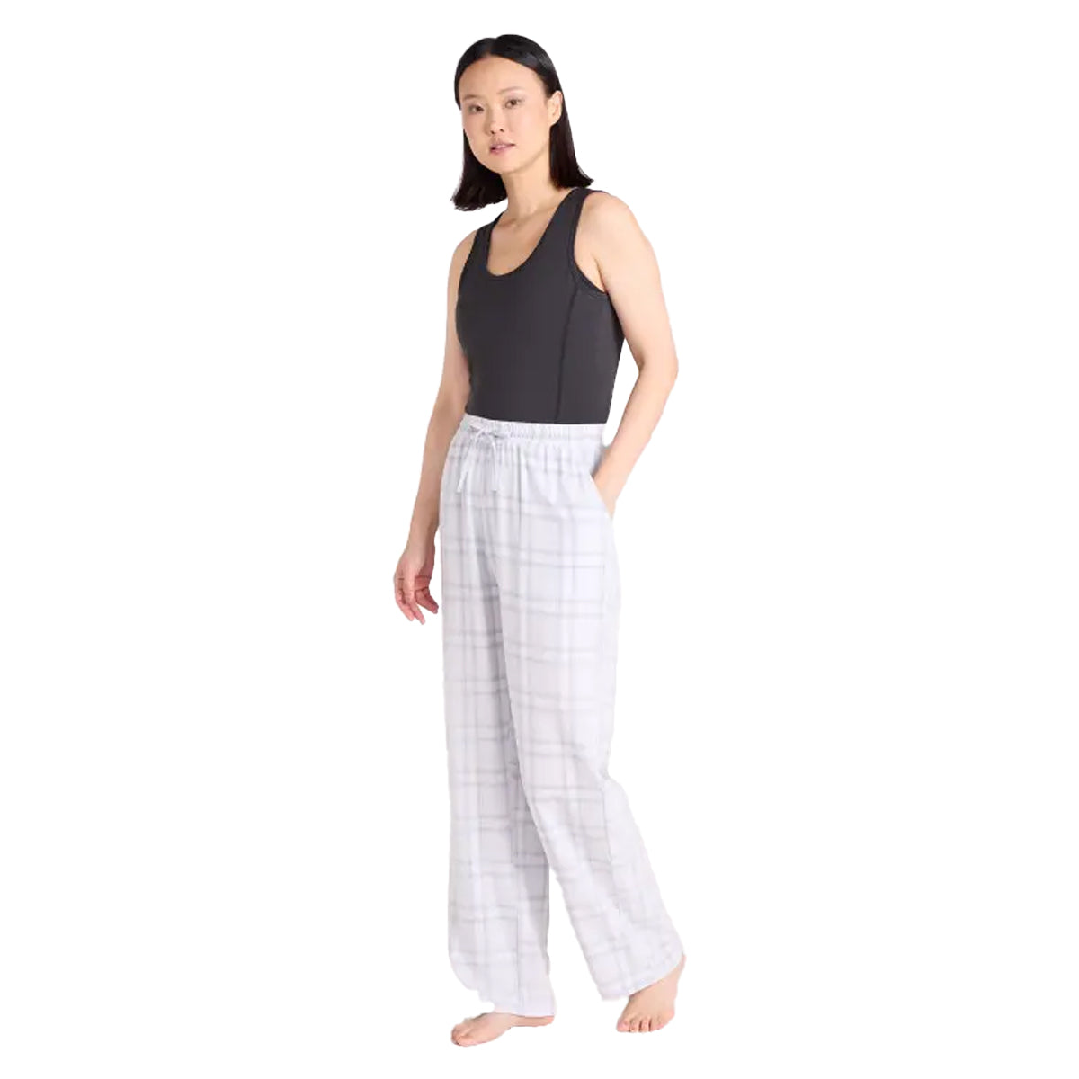 Grey - Pack Shot - Mountain Warehouse Womens-Ladies Flannel Lounge Pants