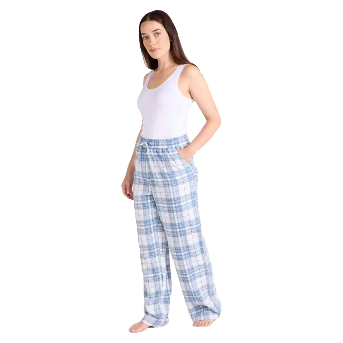 Blue - Pack Shot - Mountain Warehouse Womens-Ladies Flannel Lounge Pants