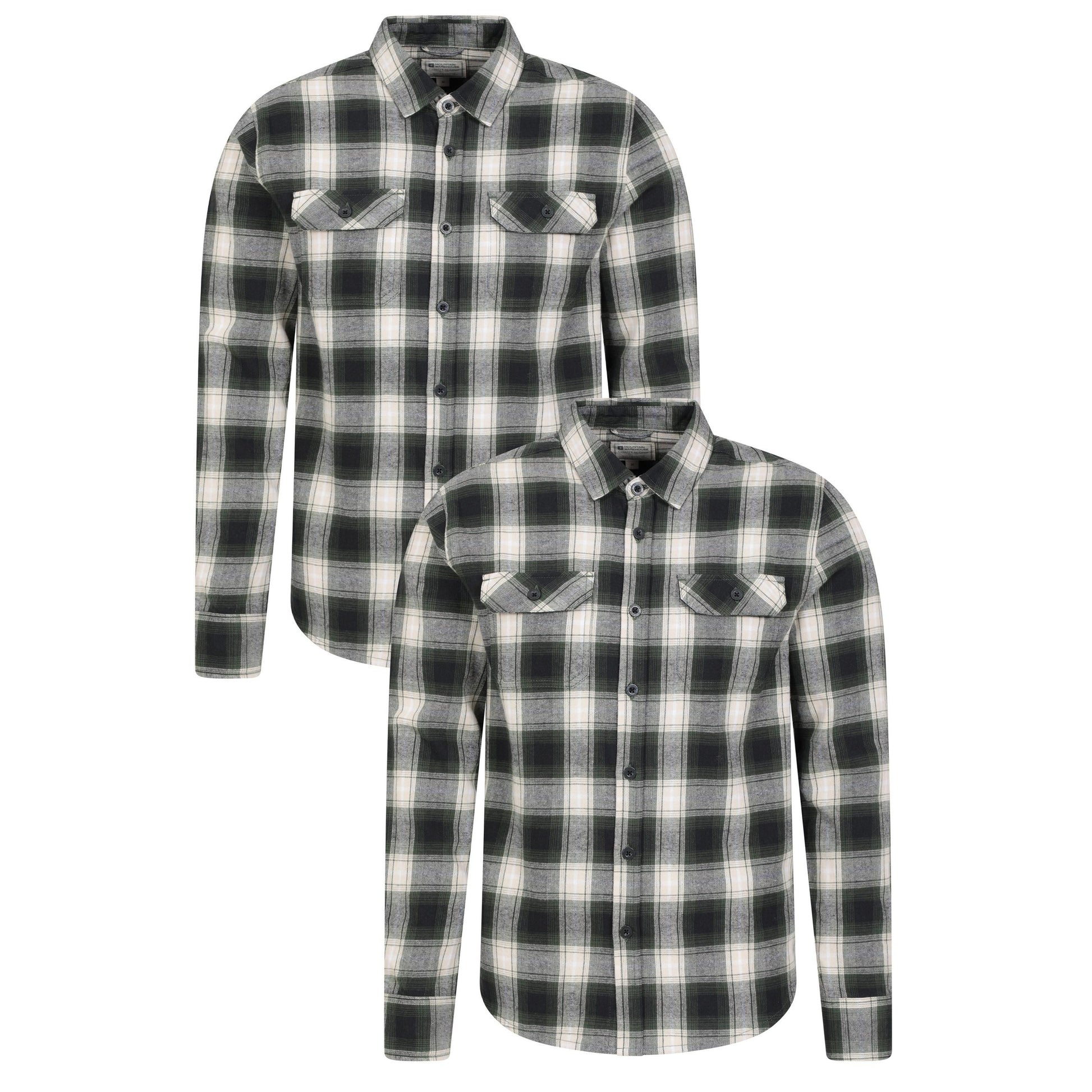 Dark Green - Front - Mountain Warehouse Mens Trace Flannel Shirt (Pack of 2)