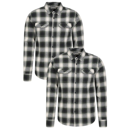Dark Green - Front - Mountain Warehouse Mens Trace Flannel Shirt (Pack of 2)
