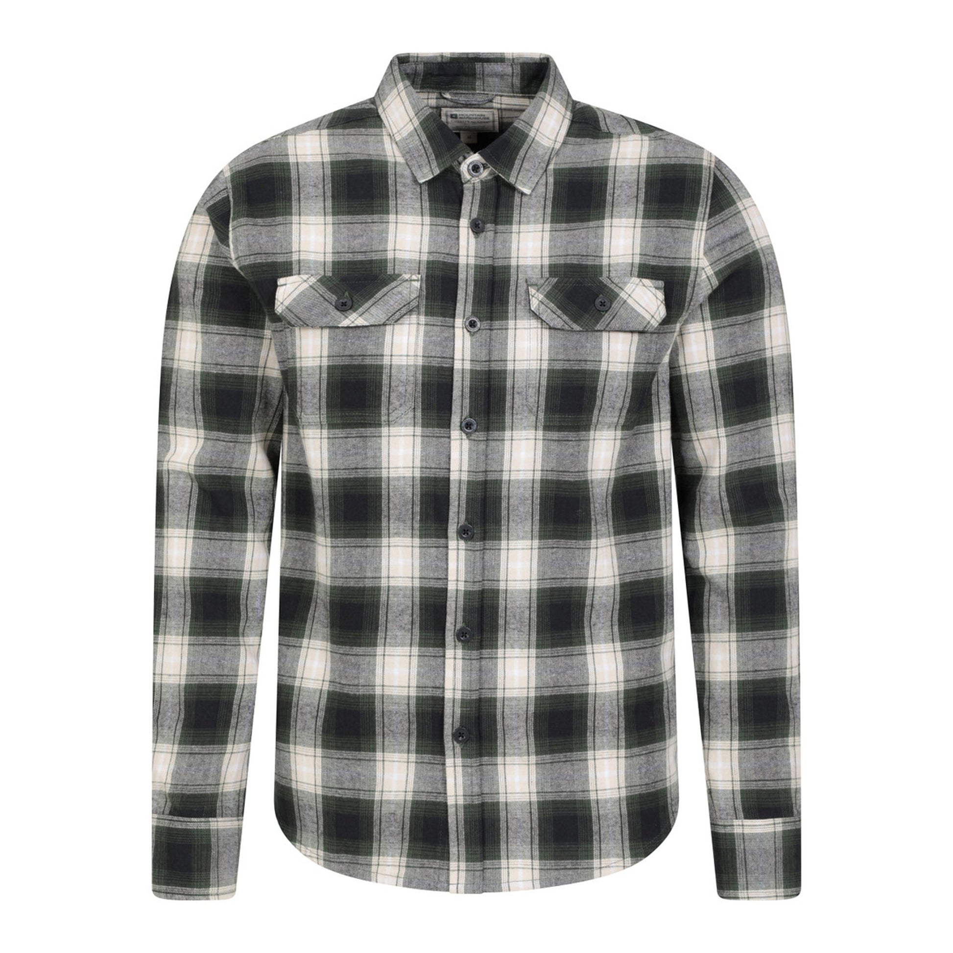 Dark Green - Side - Mountain Warehouse Mens Trace Flannel Shirt (Pack of 2)