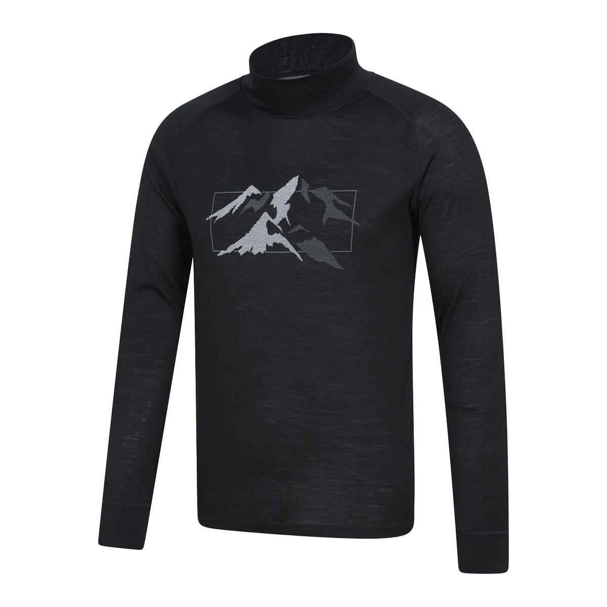 Black - Side - Mountain Warehouse Unisex Adult Quest Merino Wool Long-Sleeved Thermal Top