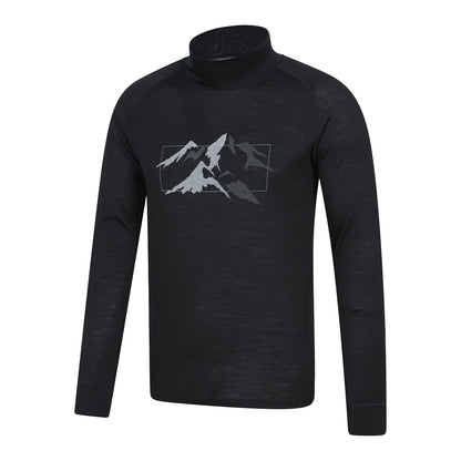 Black - Side - Mountain Warehouse Unisex Adult Quest Merino Wool Long-Sleeved Thermal Top