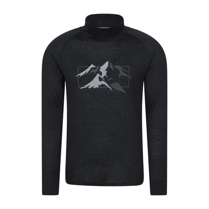 Black - Front - Mountain Warehouse Unisex Adult Quest Merino Wool Long-Sleeved Thermal Top