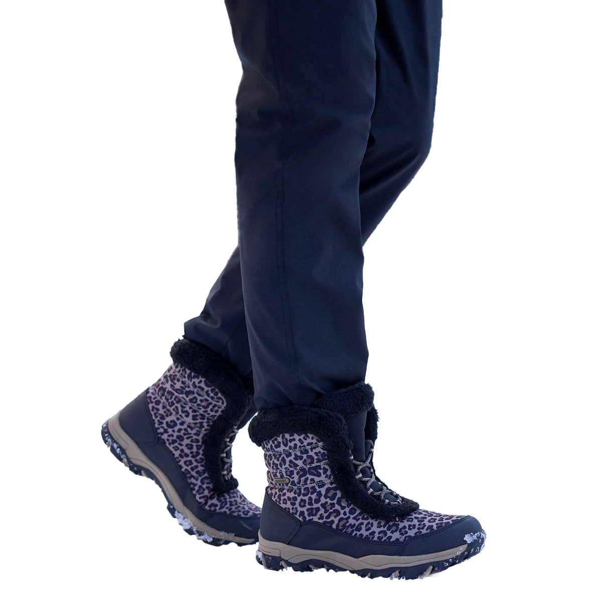 Black - Close up - Mountain Warehouse Womens-Ladies Ohio Leopard Print Thermal Snow Boots