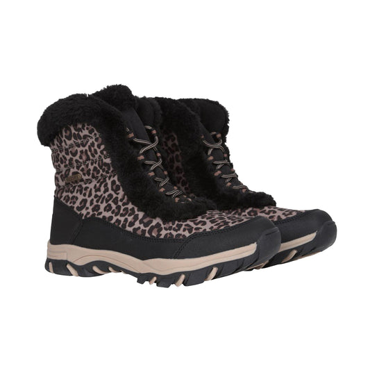 Black - Front - Mountain Warehouse Womens-Ladies Ohio Leopard Print Thermal Snow Boots