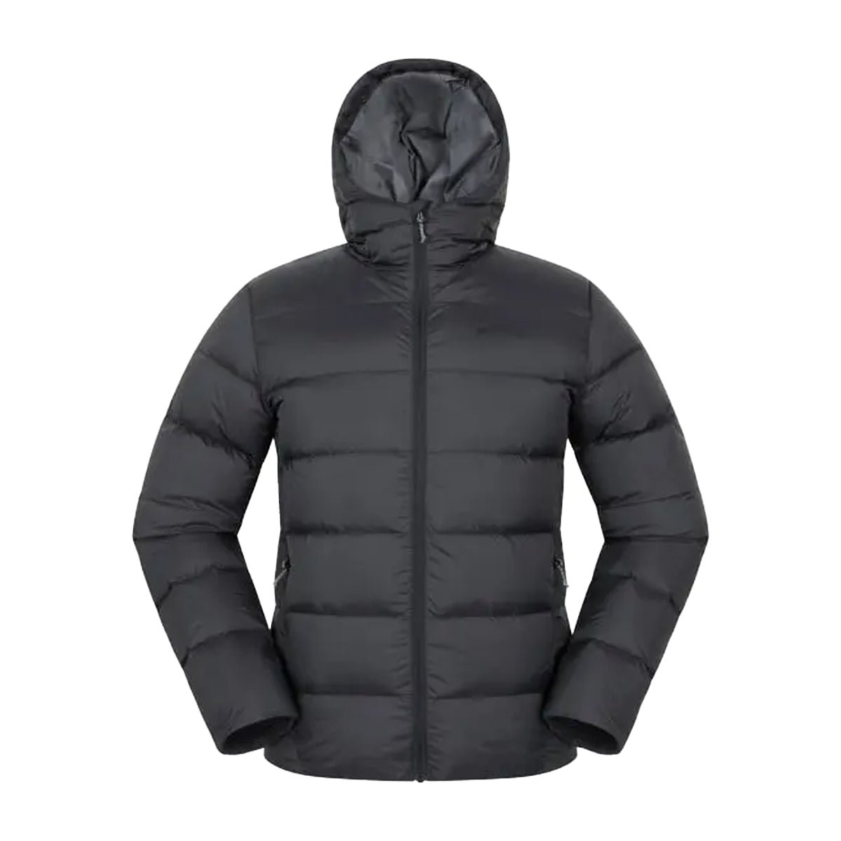 Black - Front - Mountain Warehouse Mens Stratus Down Packable Hooded Jacket