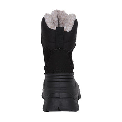 Black - Back - Mountain Warehouse Childrens-Kids Leather Waterproof Borg Lined Snow Boots