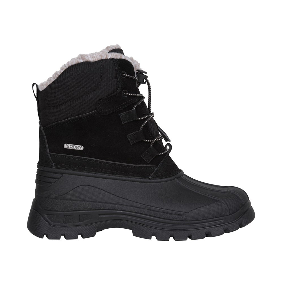 Black - Side - Mountain Warehouse Childrens-Kids Leather Waterproof Borg Lined Snow Boots