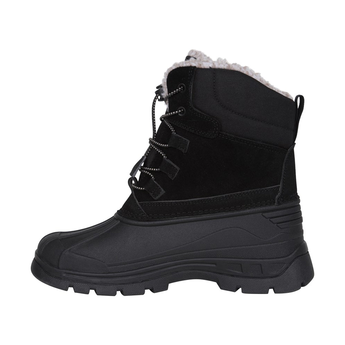Black - Lifestyle - Mountain Warehouse Childrens-Kids Leather Waterproof Borg Lined Snow Boots