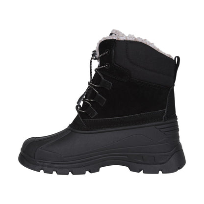Black - Lifestyle - Mountain Warehouse Childrens-Kids Leather Waterproof Borg Lined Snow Boots