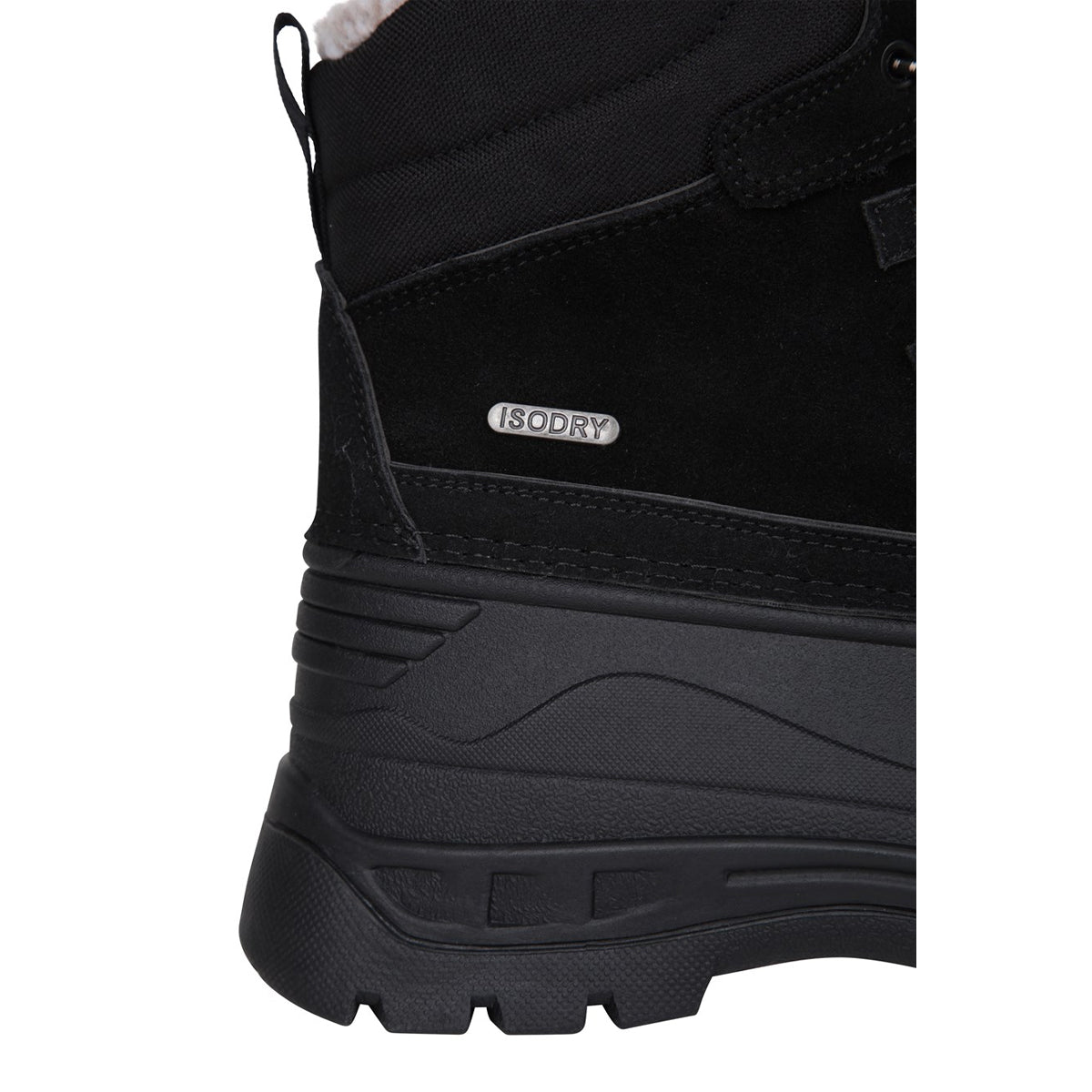 Black - Close up - Mountain Warehouse Childrens-Kids Leather Waterproof Borg Lined Snow Boots