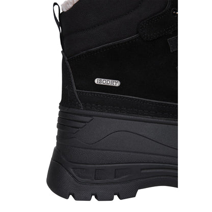 Black - Close up - Mountain Warehouse Childrens-Kids Leather Waterproof Borg Lined Snow Boots