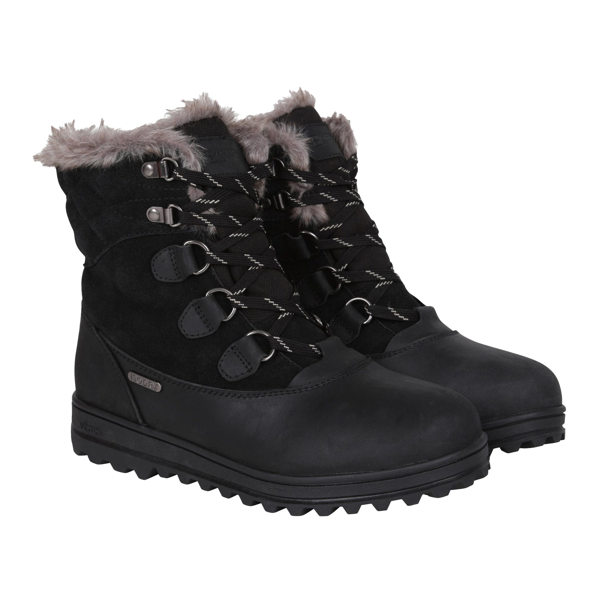 Black - Front - Mountain Warehouse Womens-Ladies Vostock Leather Waterproof Thermal Snow Boots
