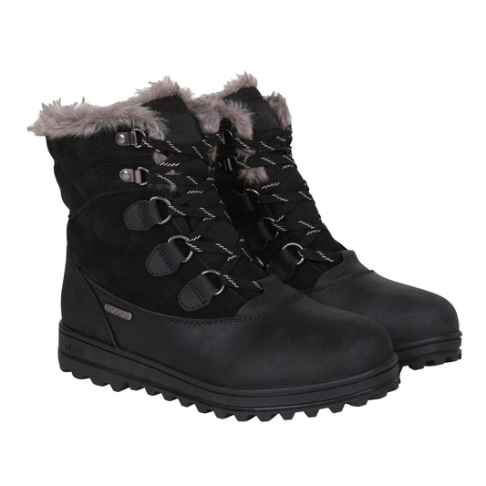 Black - Front - Mountain Warehouse Womens-Ladies Vostock Leather Waterproof Thermal Snow Boots