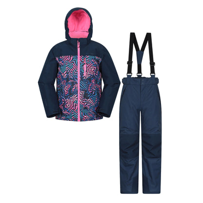 Navy - Front - Mountain Warehouse Childrens-Kids Vortex Extreme Waterproof Ski Jacket & Trousers