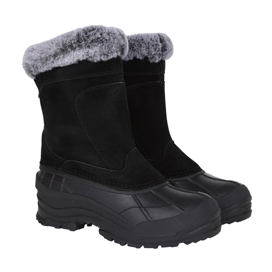 Black - Front - Mountain Warehouse Womens-Ladies Snowdrift Suede Faux Fur Lined Snow Boots