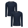 Navy - Front - Mountain Warehouse Mens Merino Wool Base Layer Top (Pack of 2)