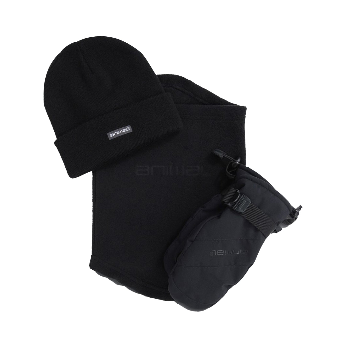 Black - Front - Animal Hat And Scarf Set