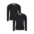 Black - Front - Mountain Warehouse Mens Merino Wool Base Layer Top (Pack of 2)