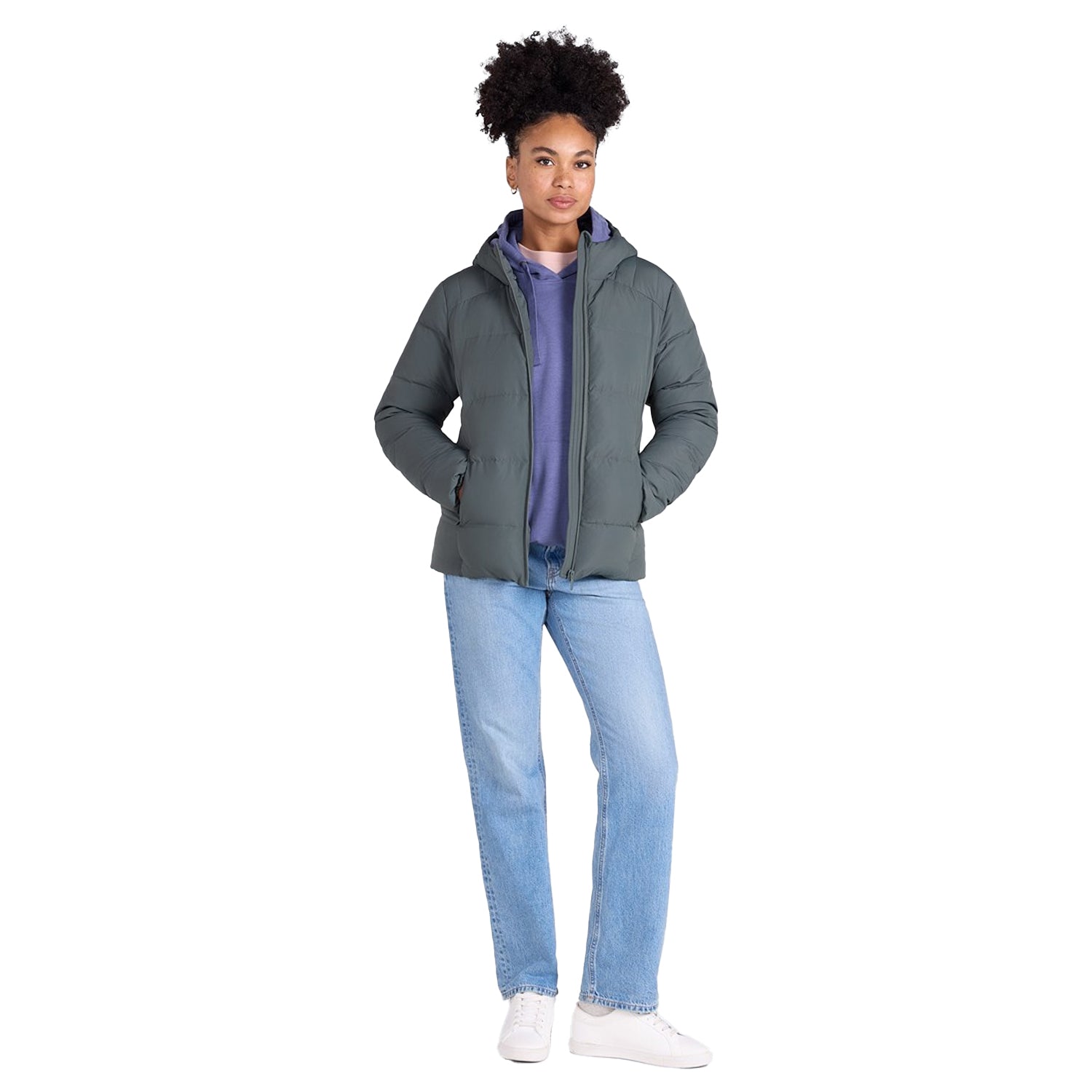 Dark Khaki - Lifestyle - Animal Womens-Ladies Tech Midweight Down Jacket