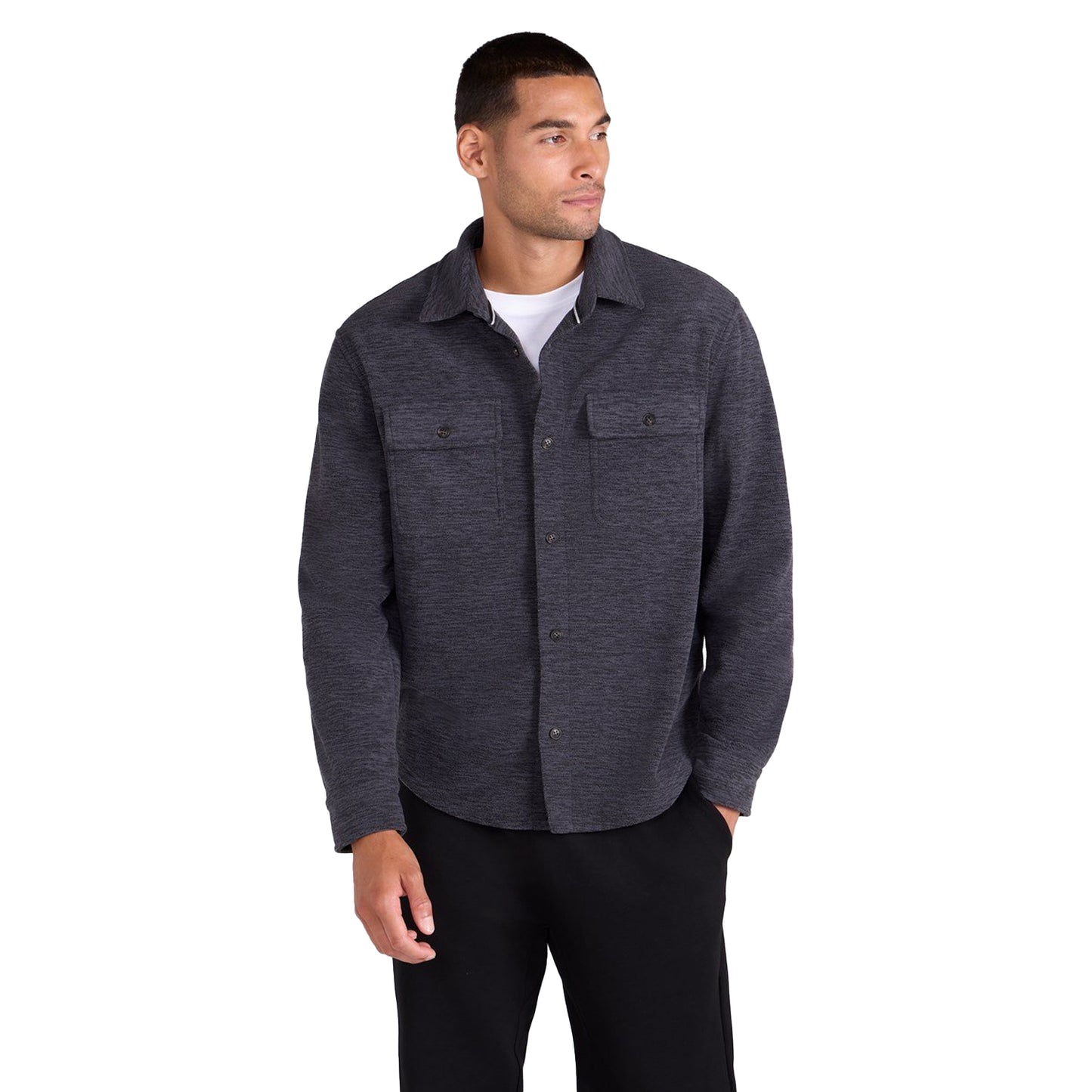 Navy - Side - Animal Mens George Fleece Shirt