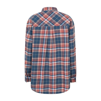 Navy - Back - Mountain Warehouse Womens-Ladies Elm Flannel Relaxed Fit Long-Sleeved Shirt