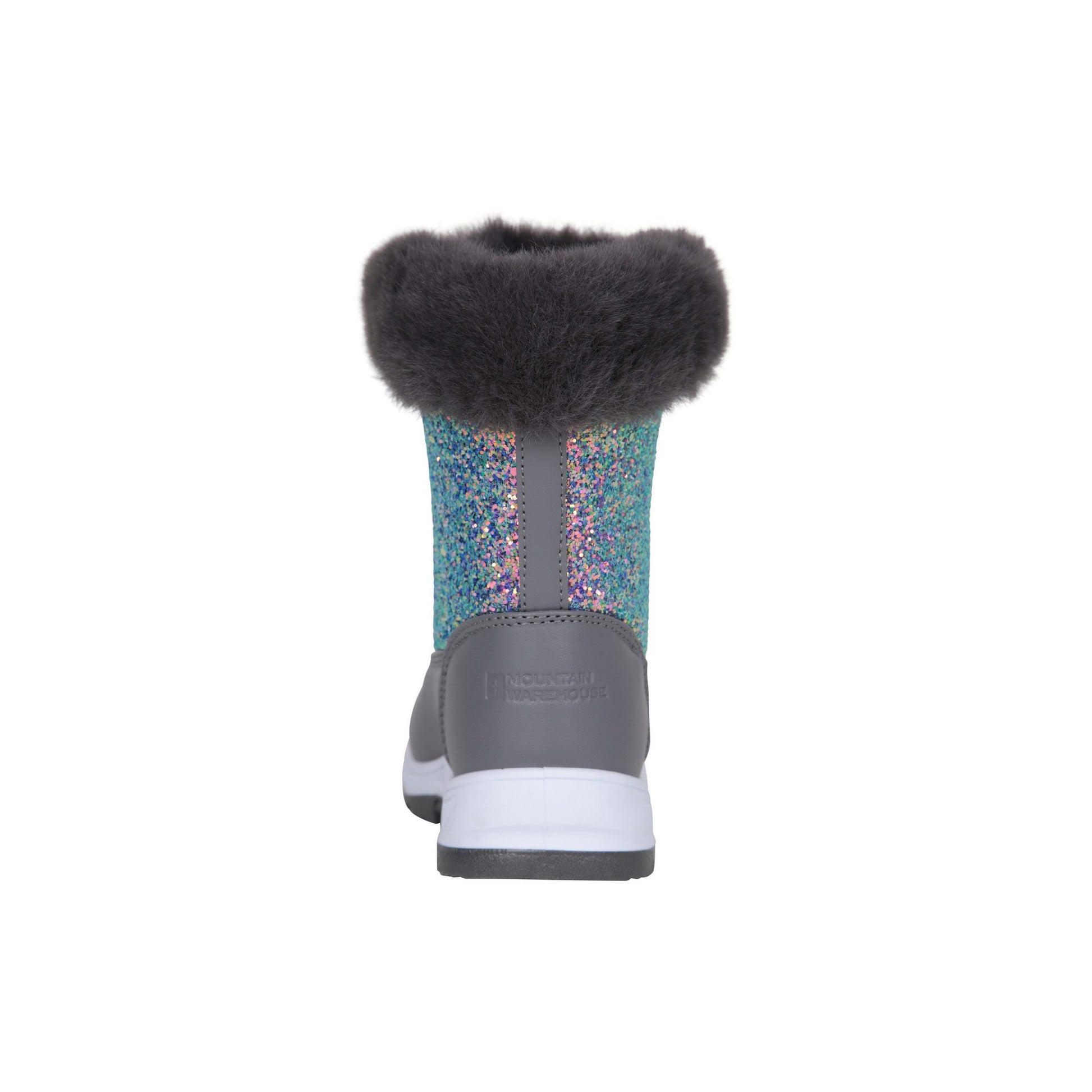 Silver - Back - Mountain Warehouse Childrens-Kids Fizz Faux Fur Lined Snow Boots