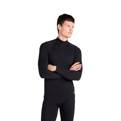 Black - Front - Animal Mens Merino Wool Quarter Zip Midlayer