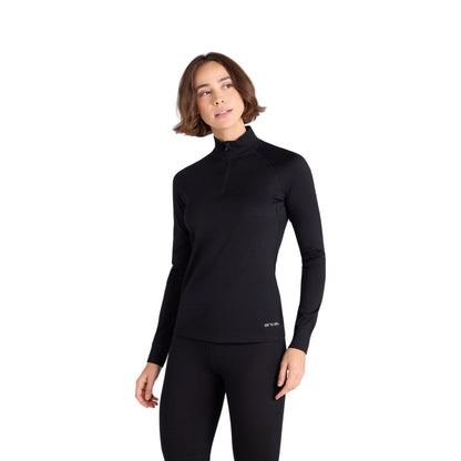 Black - Front - Animal Womens-Ladies Merino Wool Quarter Zip Midlayer