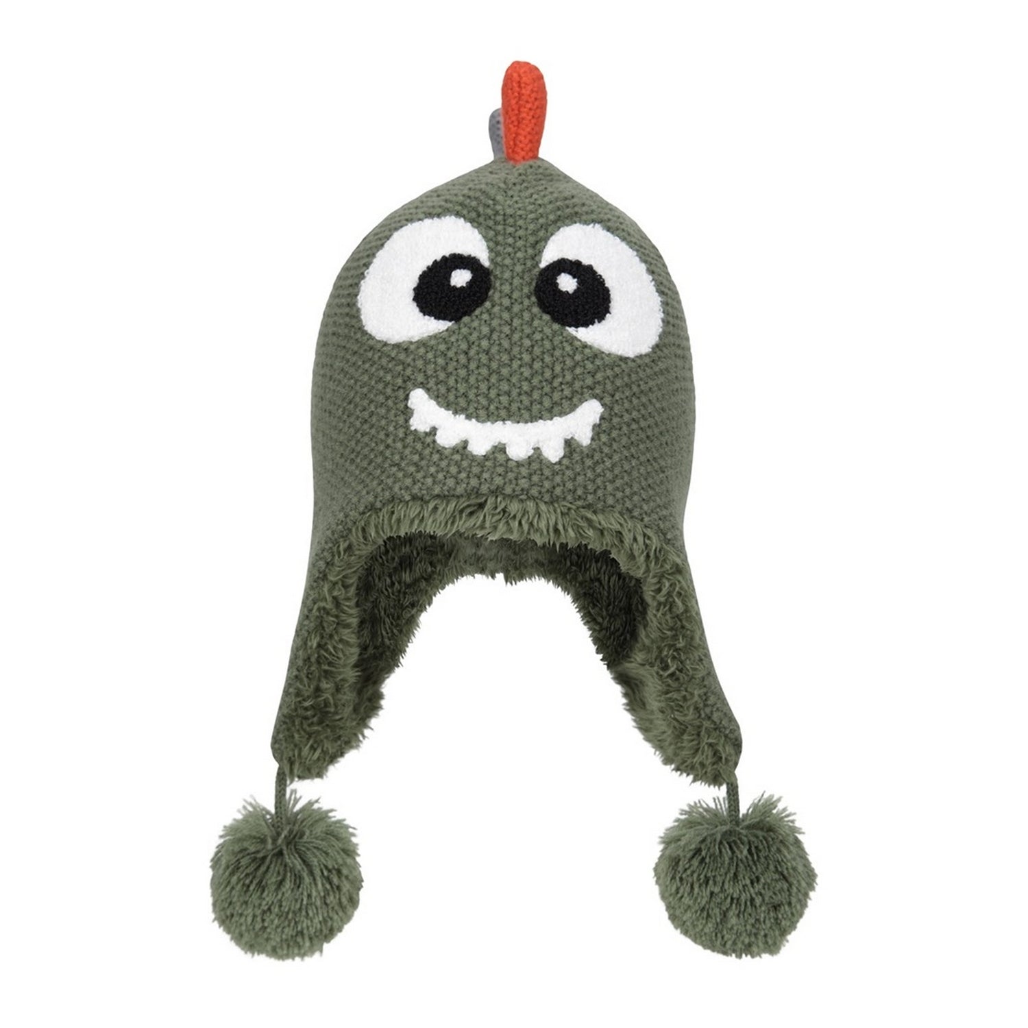 Green - Back - Mountain Warehouse Childrens-Kids Dragon Faux Fur Lined Hat And Gloves Set