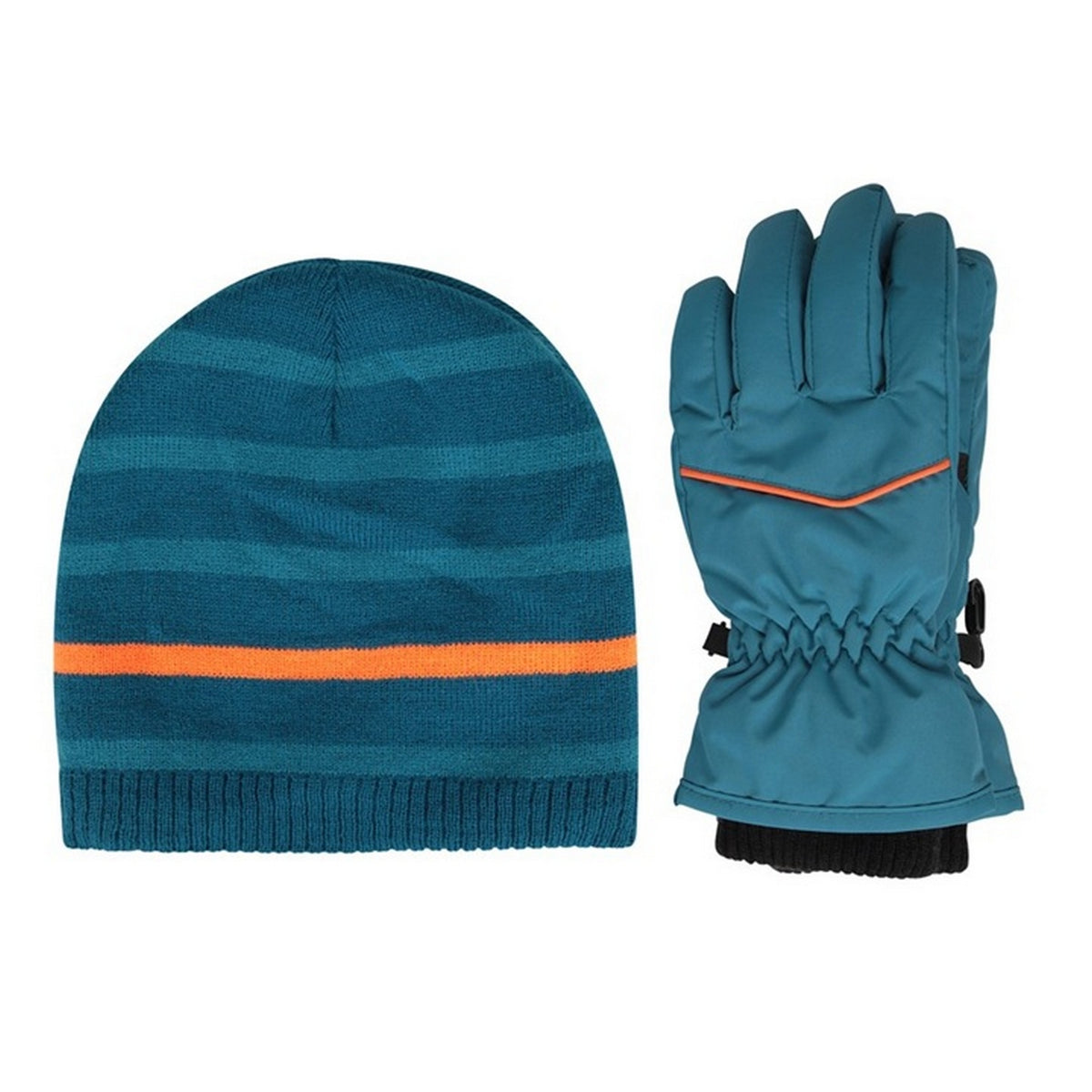 Blue - Front - Mountain Warehouse Childrens-Kids Line Isotherm Hat And Gloves Set