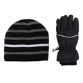 Black - Front - Mountain Warehouse Childrens-Kids Line Isotherm Hat And Gloves Set