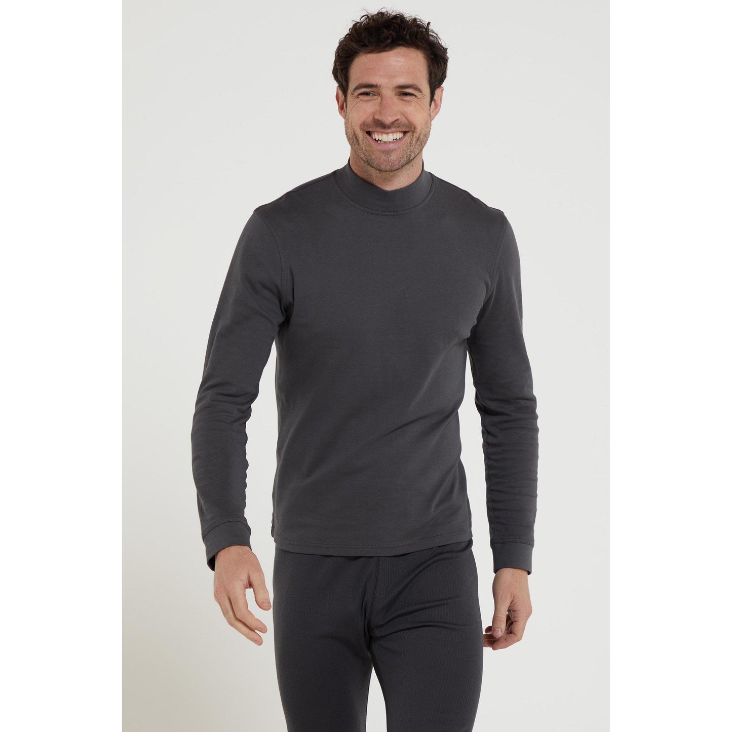 Dark Grey - Front - Mountain Warehouse Mens Meribel Turtle Neck Base Layer Top