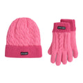 Pink - Front - Animal Childrens-Kids Faux Fur Lined Hat And Gloves Set