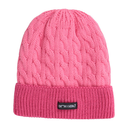 Pink - Back - Animal Childrens-Kids Faux Fur Lined Hat And Gloves Set