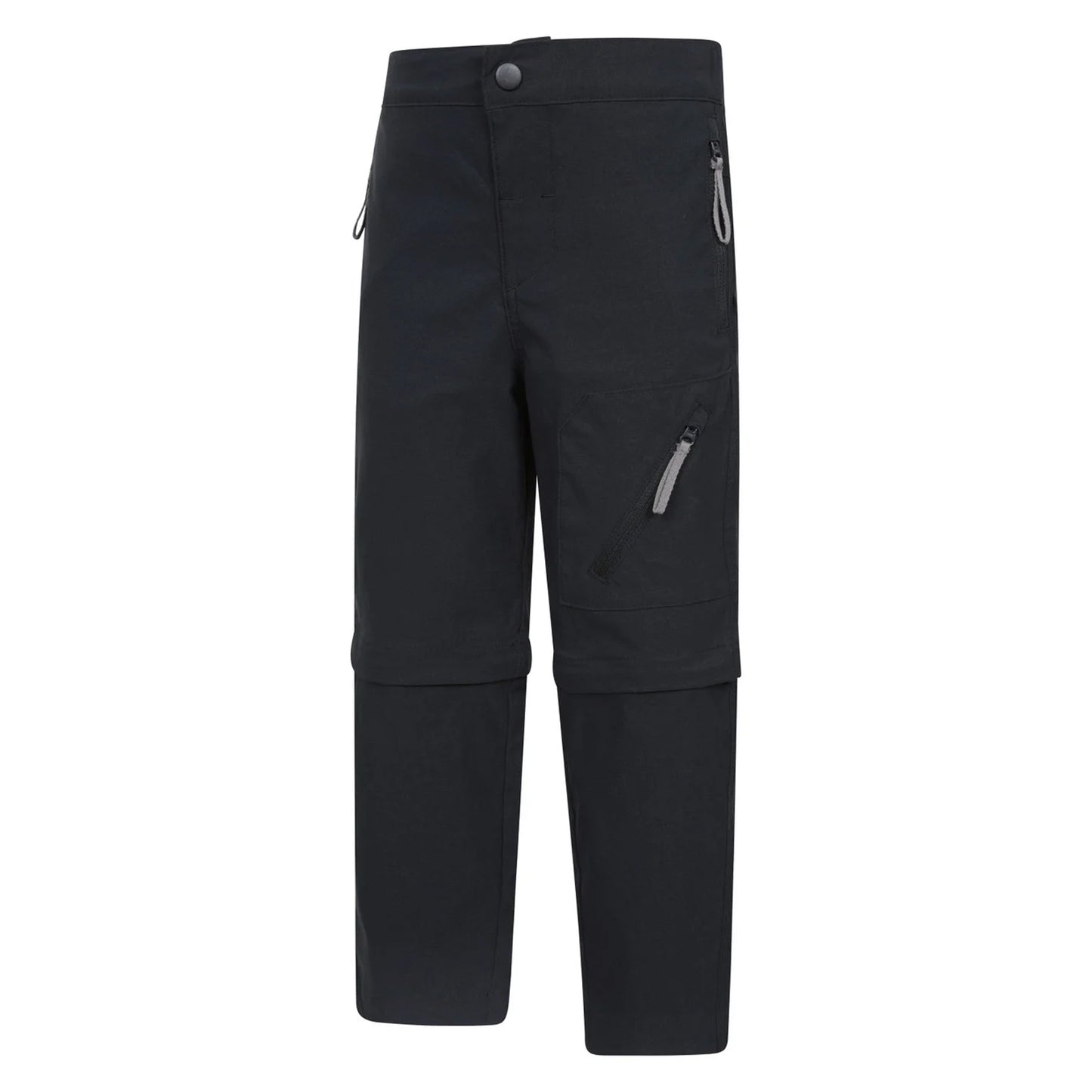 Black - Side - Mountain Warehouse Childrens-Kids Forest Water Resistant Zip-Off Trousers