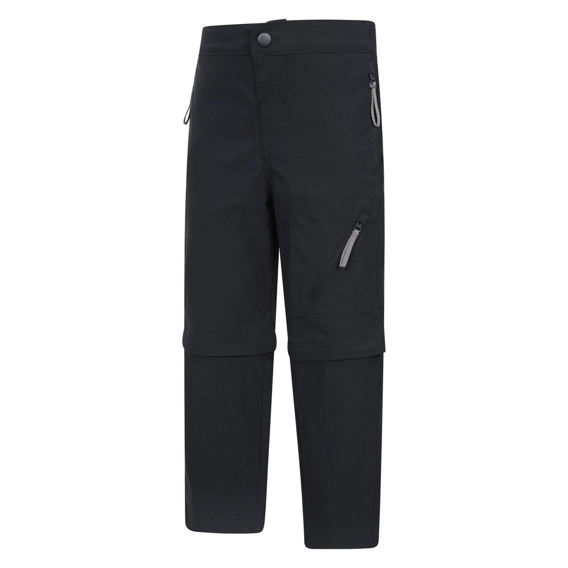 Black - Side - Mountain Warehouse Childrens-Kids Forest Water Resistant Zip-Off Trousers