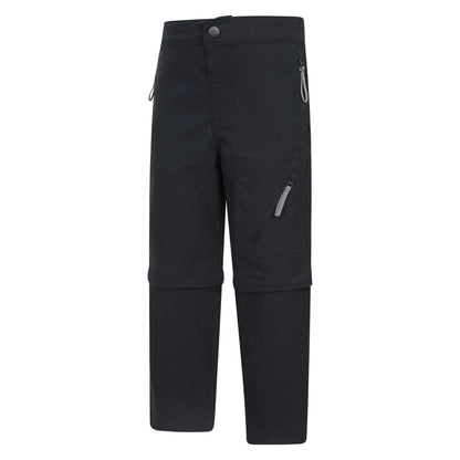 Black - Side - Mountain Warehouse Childrens-Kids Forest Water Resistant Zip-Off Trousers