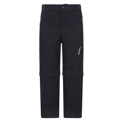Black - Front - Mountain Warehouse Childrens-Kids Forest Water Resistant Zip-Off Trousers