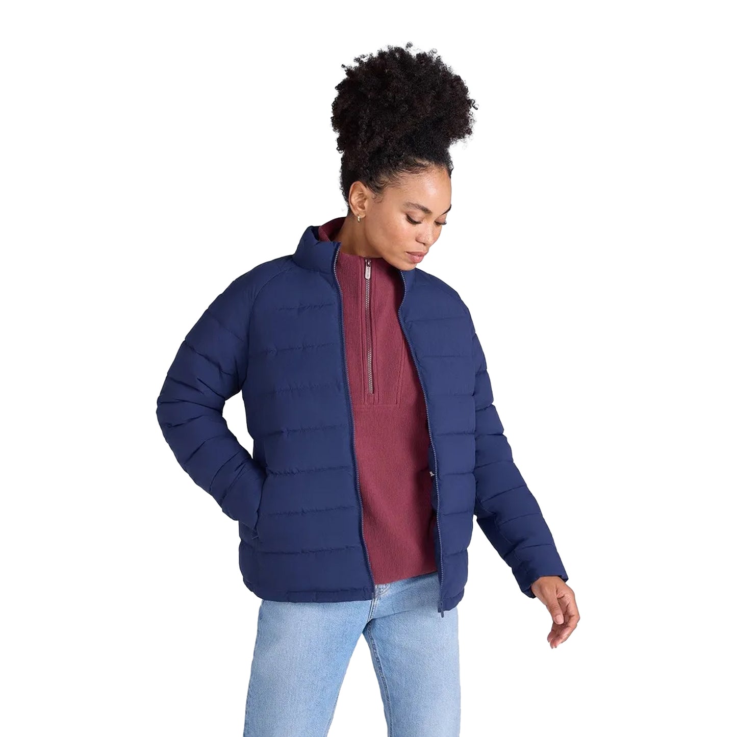 Navy - Side - Animal Womens-Ladies Light Cosi Padded Jacket