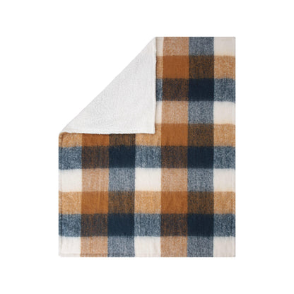 Navy - Front - Mountain Warehouse Borg Lined Checked Blanket