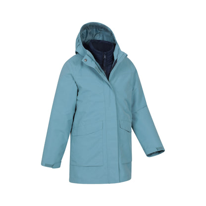 Teal - Lifestyle - Mountain Warehouse Childrens-Kids Alaskan 3 in 1 Waterproof Jacket