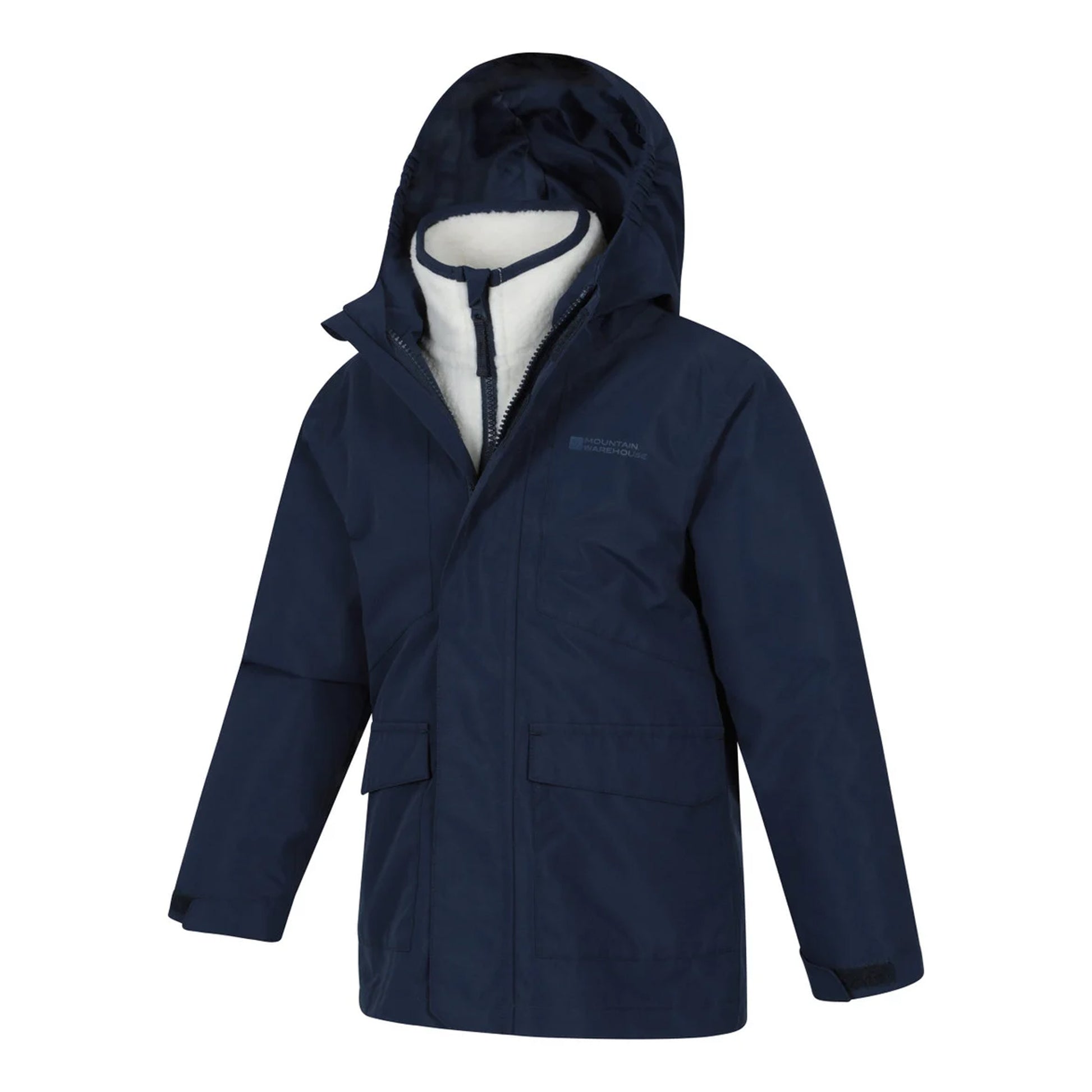Navy - Side - Mountain Warehouse Childrens-Kids Creek 3 in 1 Waterproof Jacket
