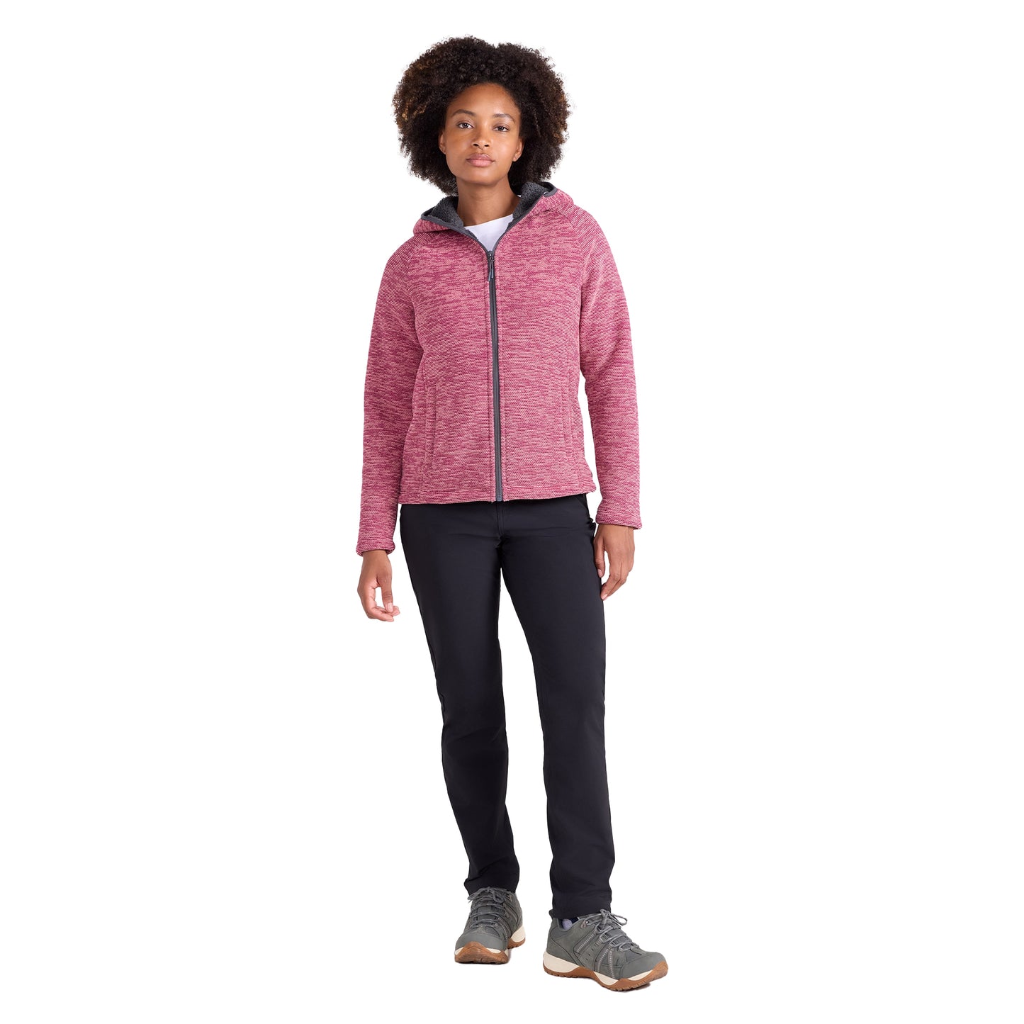 Pink - Side - Mountain Warehouse Womens-Ladies Hayfield Melange Faux Fur Lined Fleece Top