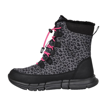Black - Side - Mountain Warehouse Childrens-Kids Tahoe Leopard Print Suede Snow Boots