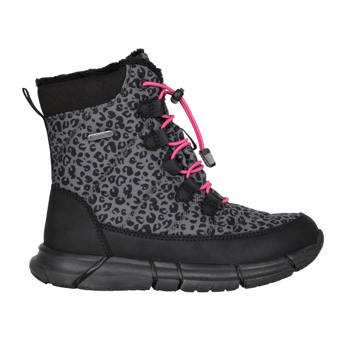 Black - Lifestyle - Mountain Warehouse Childrens-Kids Tahoe Leopard Print Suede Snow Boots