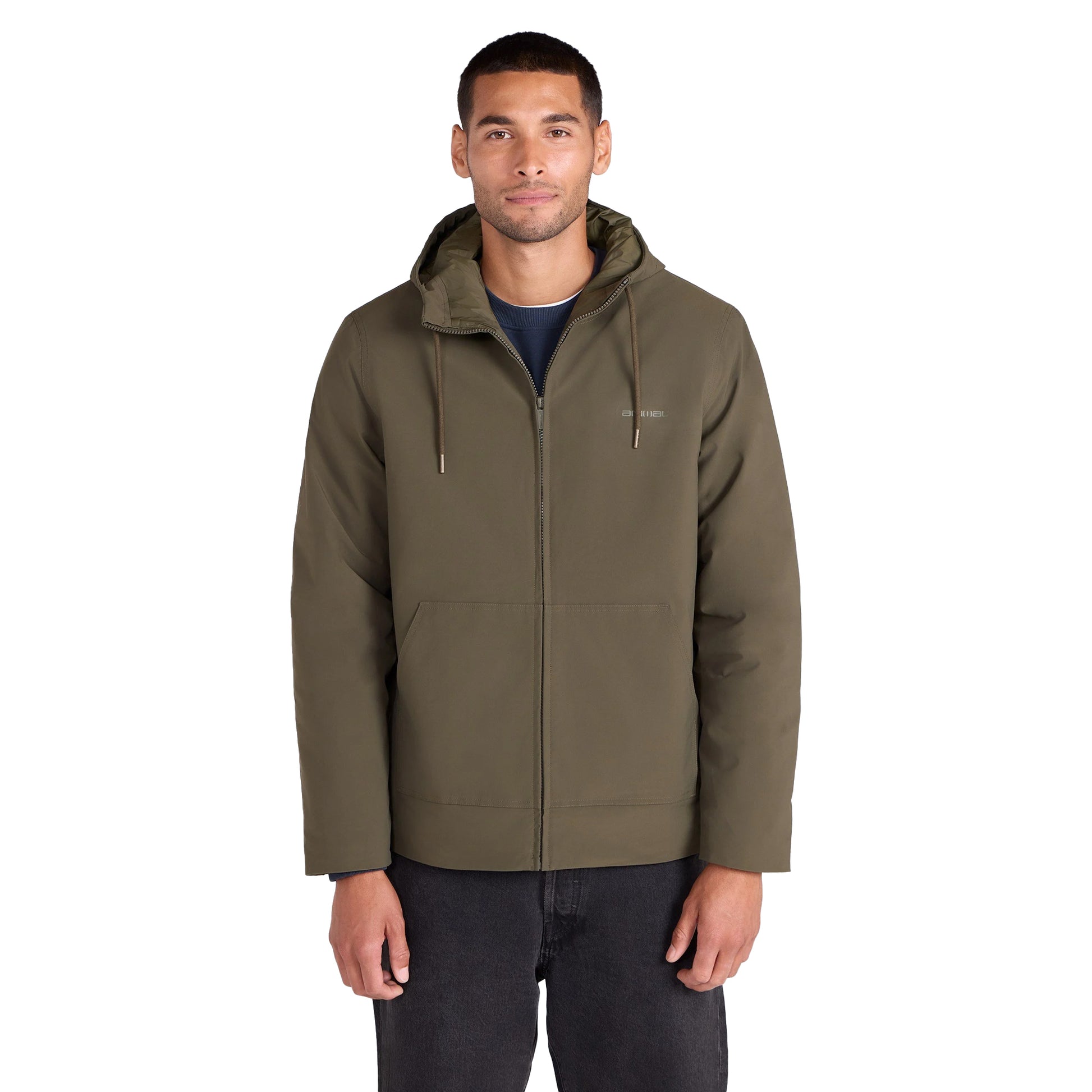 Green - Side - Animal Mens Jack Borg Lined Jacket