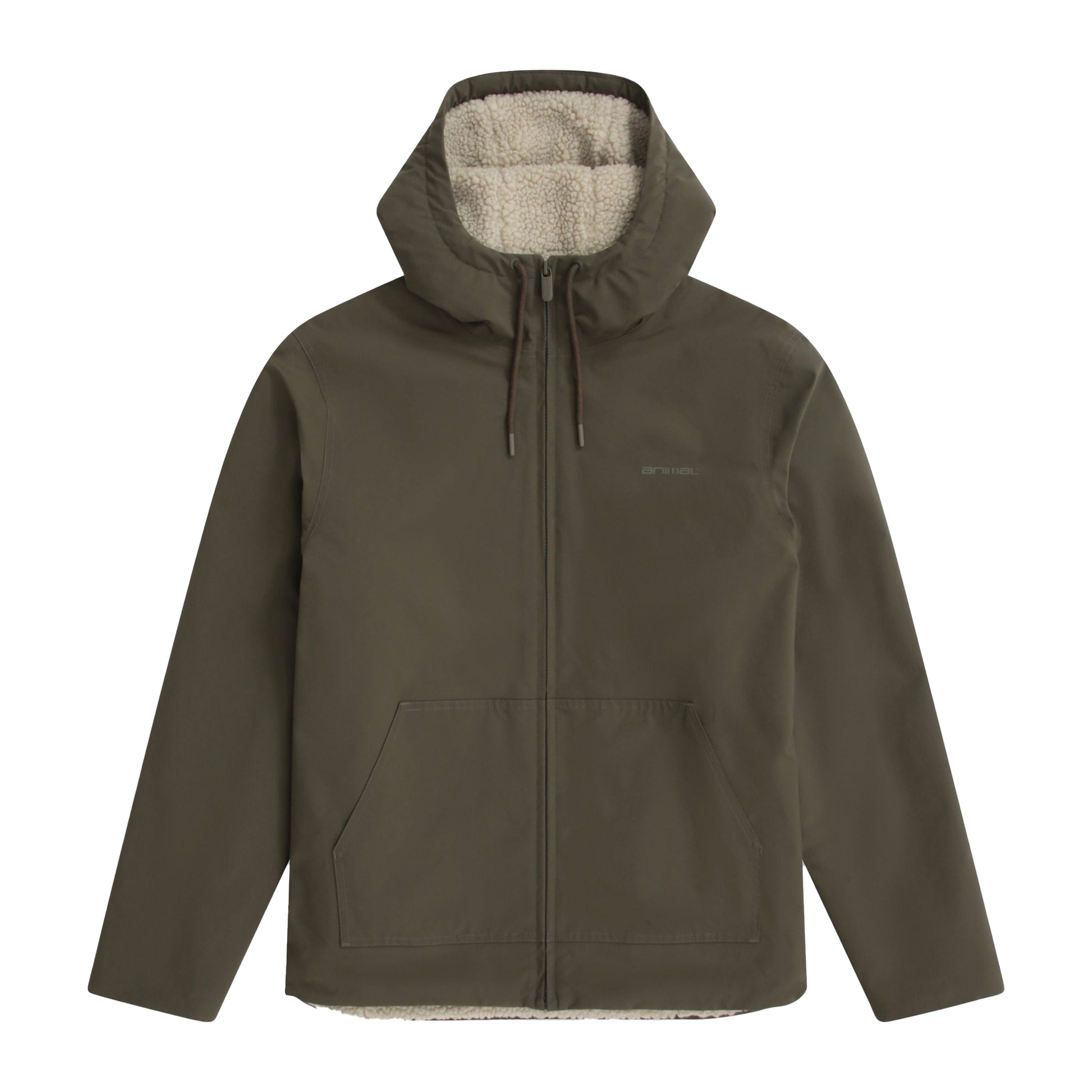 Green - Front - Animal Mens Jack Borg Lined Jacket