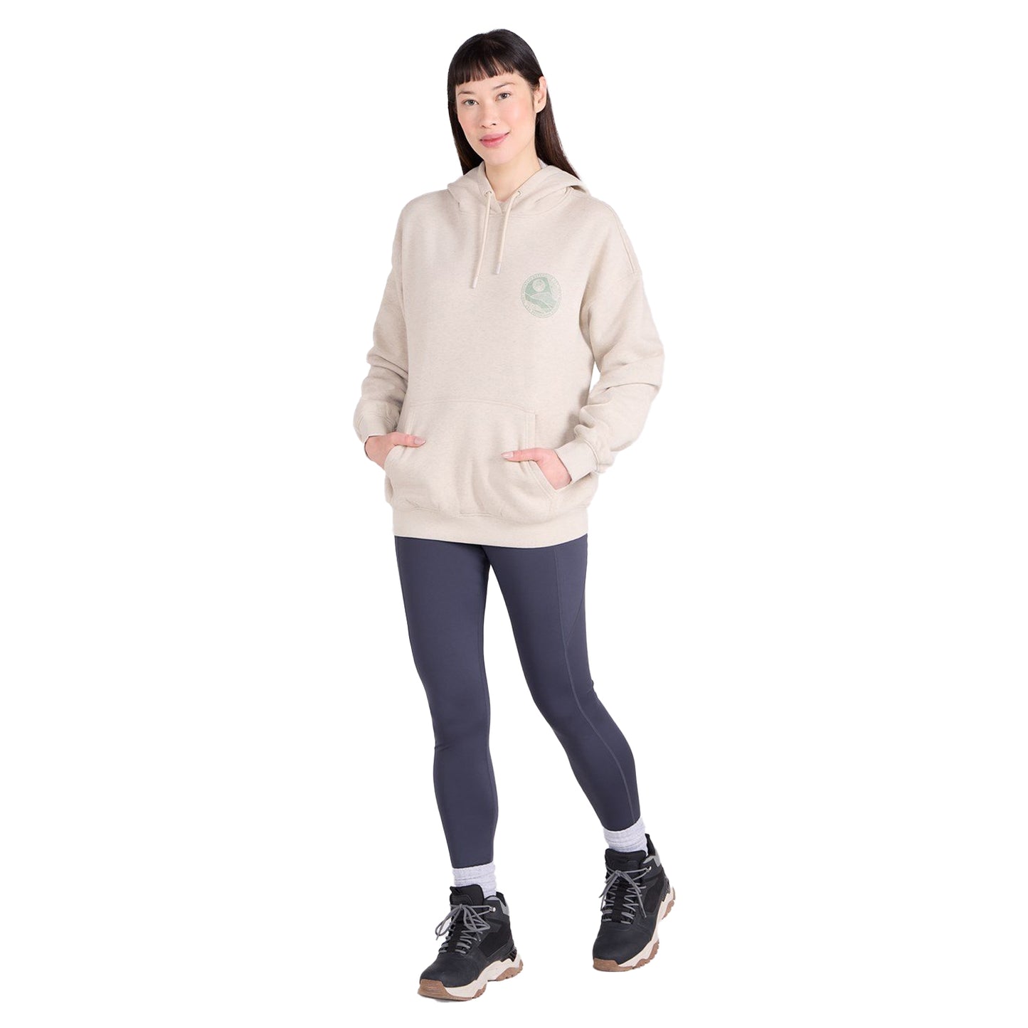 Beige - Lifestyle - Mountain Warehouse Womens-Ladies Mountain Collage Relaxed Fit Hoodie